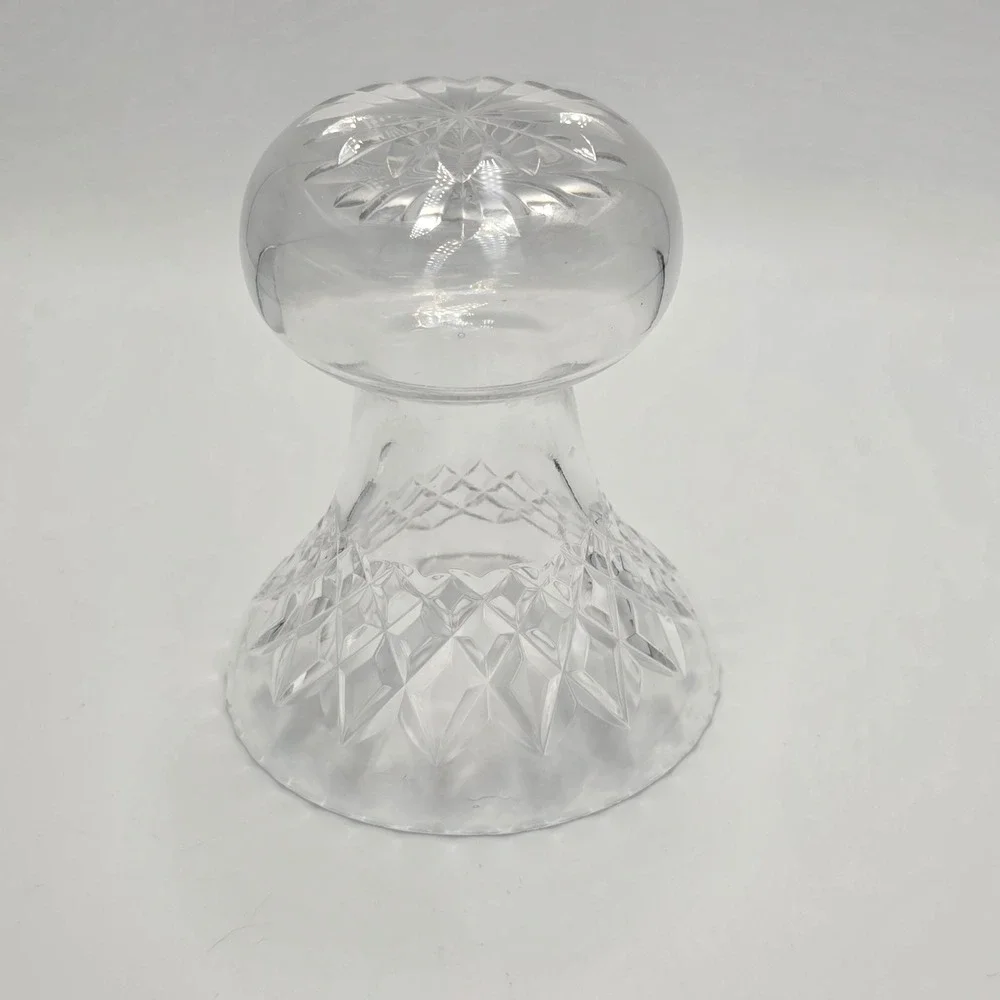 Vintage Cut Crystal Bud Vase Clear Flared Diamond Pattern Starburst Base 5in